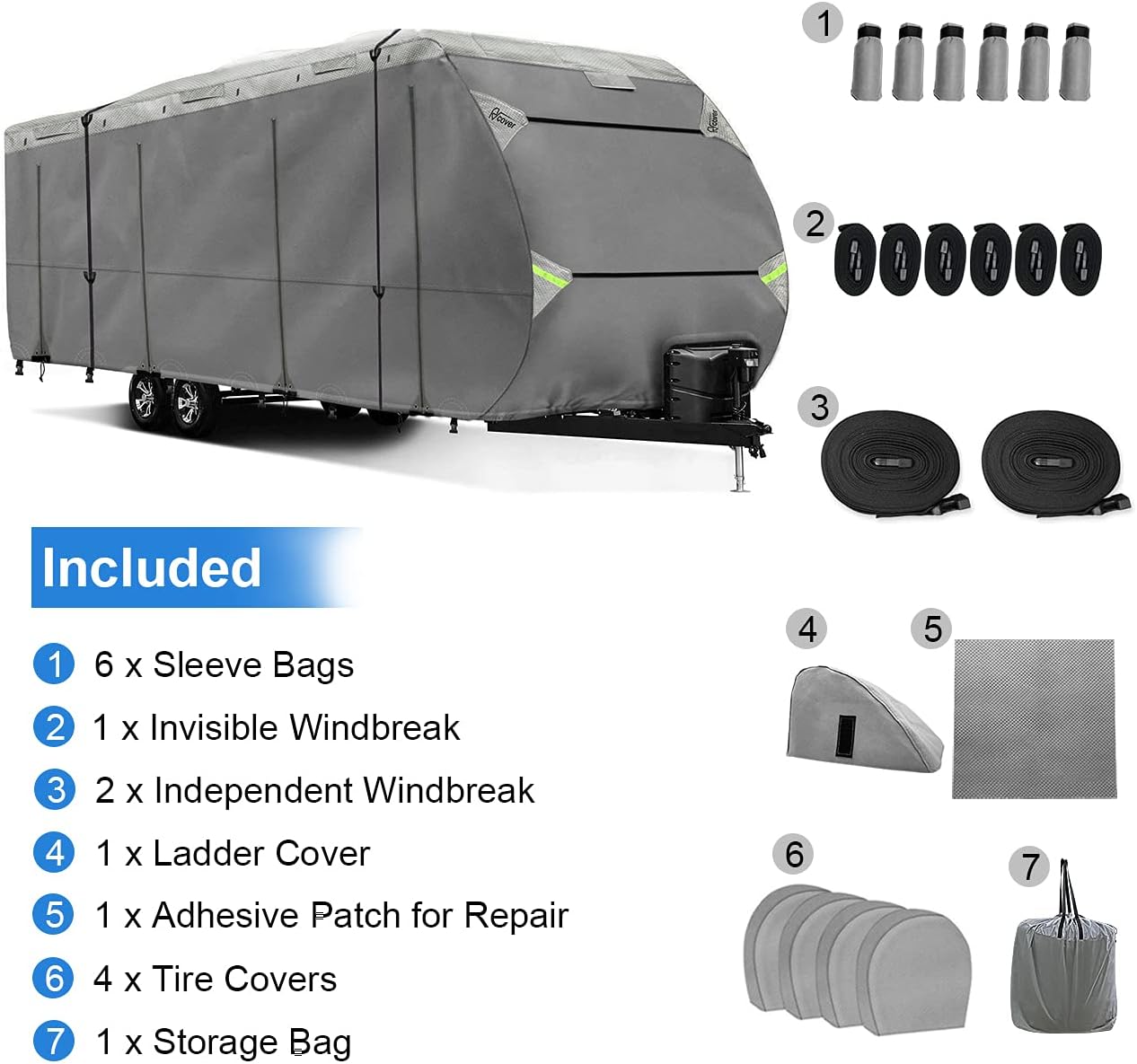 Non-Woven Fabric Waterproof RV Cover Fits 18’ - 20’ TT D837