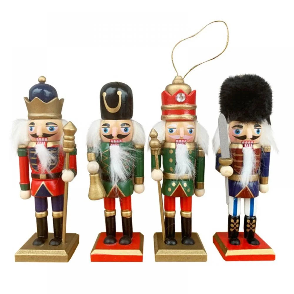 5pcs Wooden Nutcracker Soldier Doll Handcraft Walnut Puppet Toy Home Desktop Decor G894