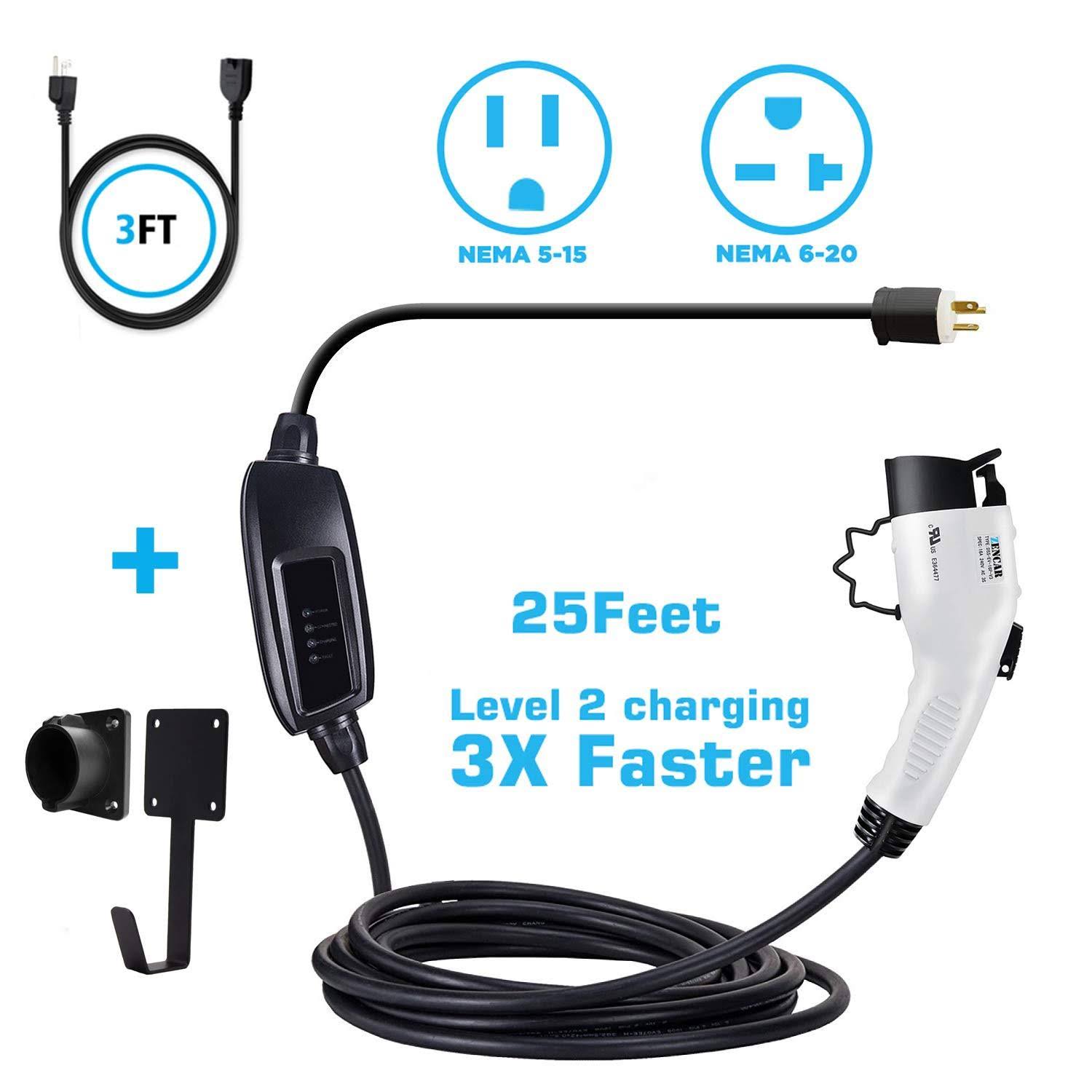 Portable Level 2 EV Charger, 16A, 25ft+3ft K334