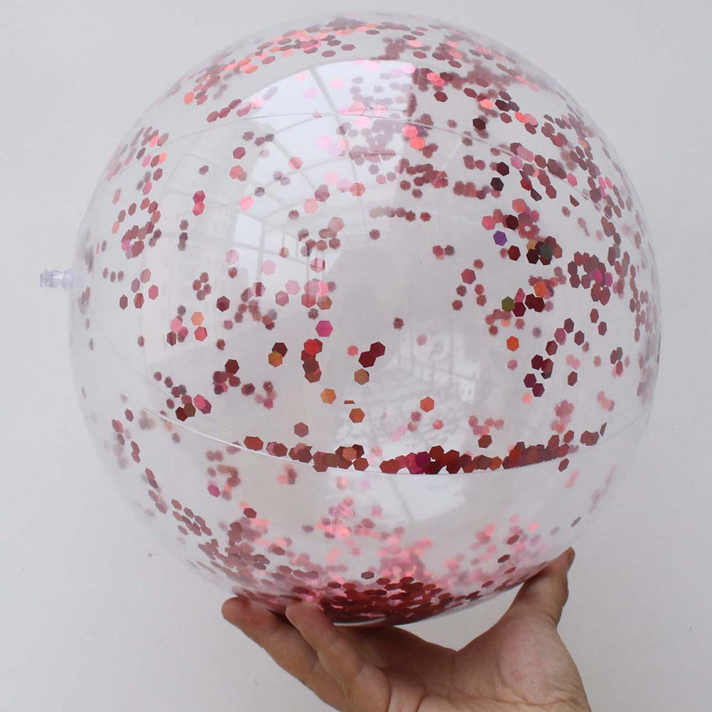 2pcs Glitter Sequin Beach Balls Round Transparent PVC Inflatable Ball Toys with Pumps U580036