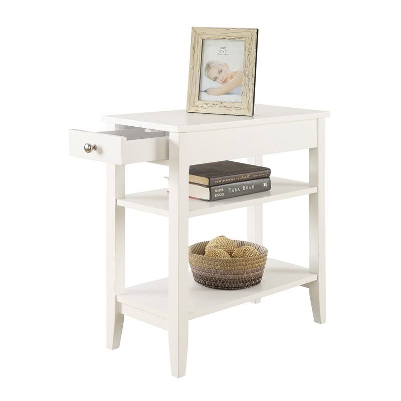 White 3-Tier End Table with Drawer O3388