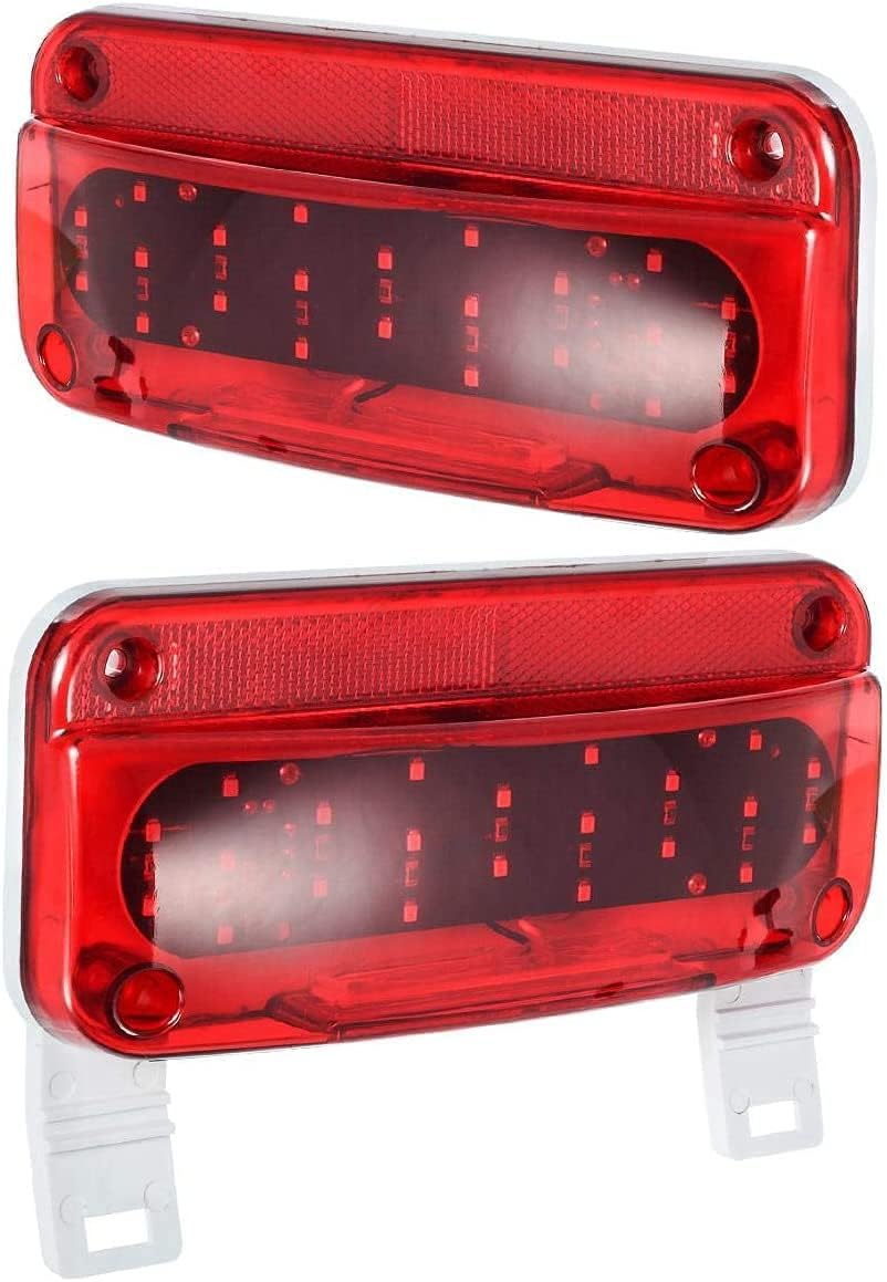 12V LED RV Camper Trailer Tail Light Kit, 5X Amber Double Bullseye LED Side Marker Clearance Lights, Red LED Stop Turn Brake Tail Lights, White Base Pack of 2 B903266