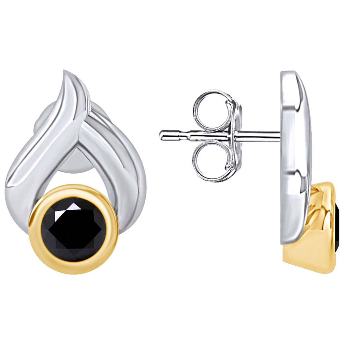 Black Natural Diamond Teardrop Stud Earrings 14k White Gold Over Sterling Silver R443147