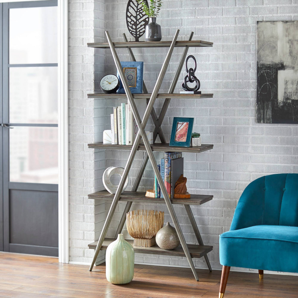 Grey 5-Tier Bookcase C445020