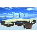 12 Piece Patio Lounge Set with Cushions Brown Poly Rattan K212