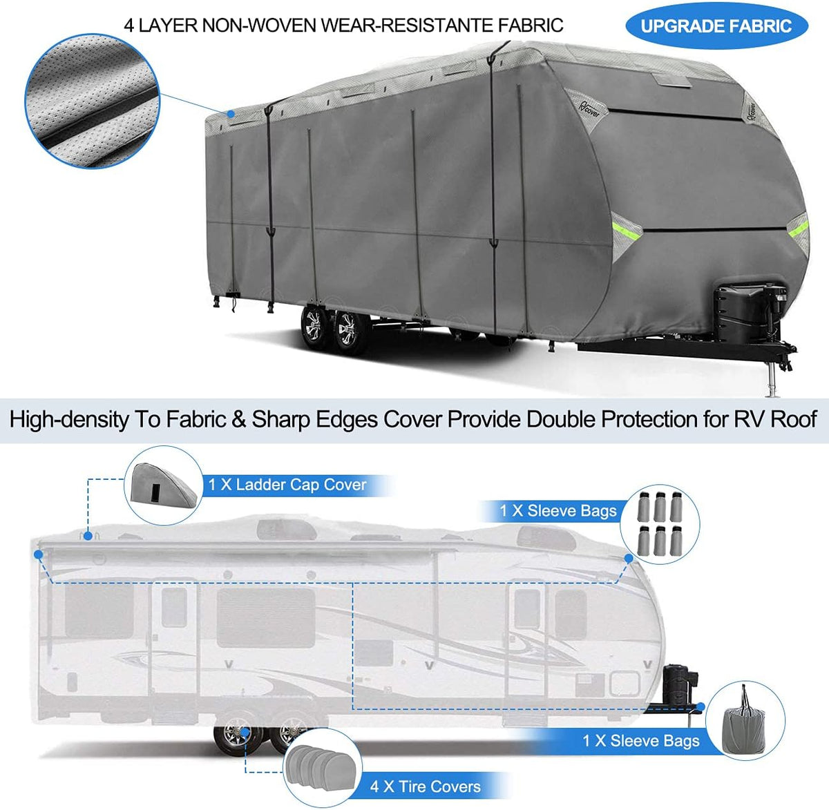 Non-Woven Fabric Waterproof RV Cover Fits 18’ - 20’ TT D837