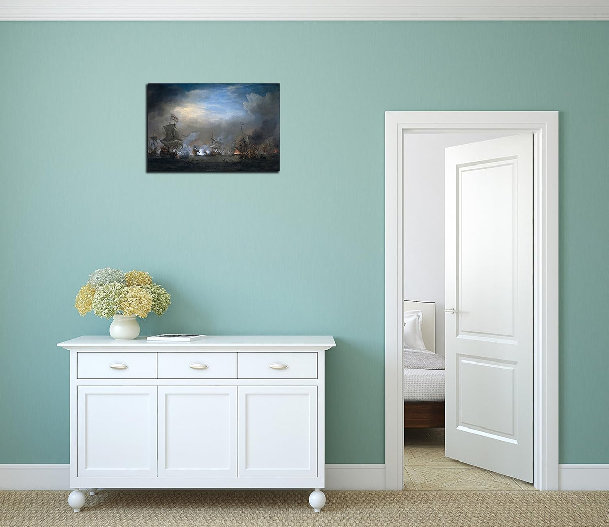 Naval Battle Prints Canvas Framed Wall Decor N7611