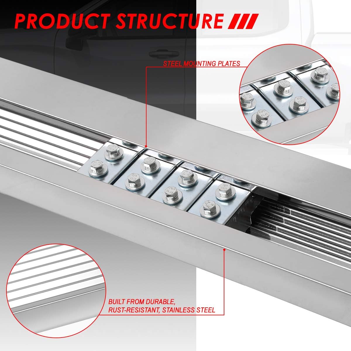 Polished Chrome Stainless Steel Side Step Nerf Bar Running Boards Z138