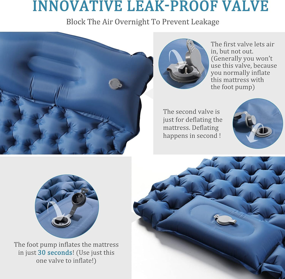 Inflatable Camping Pad for 2 Person Lightweight Waterproof Air Mattress U79254