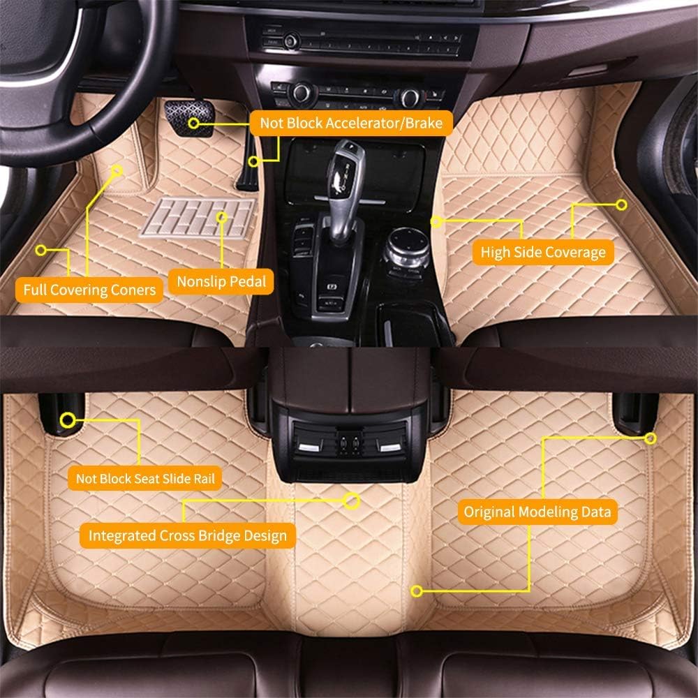Red Waterproof Anti-Skid Leather Full Coverage Car Floor Mats L933