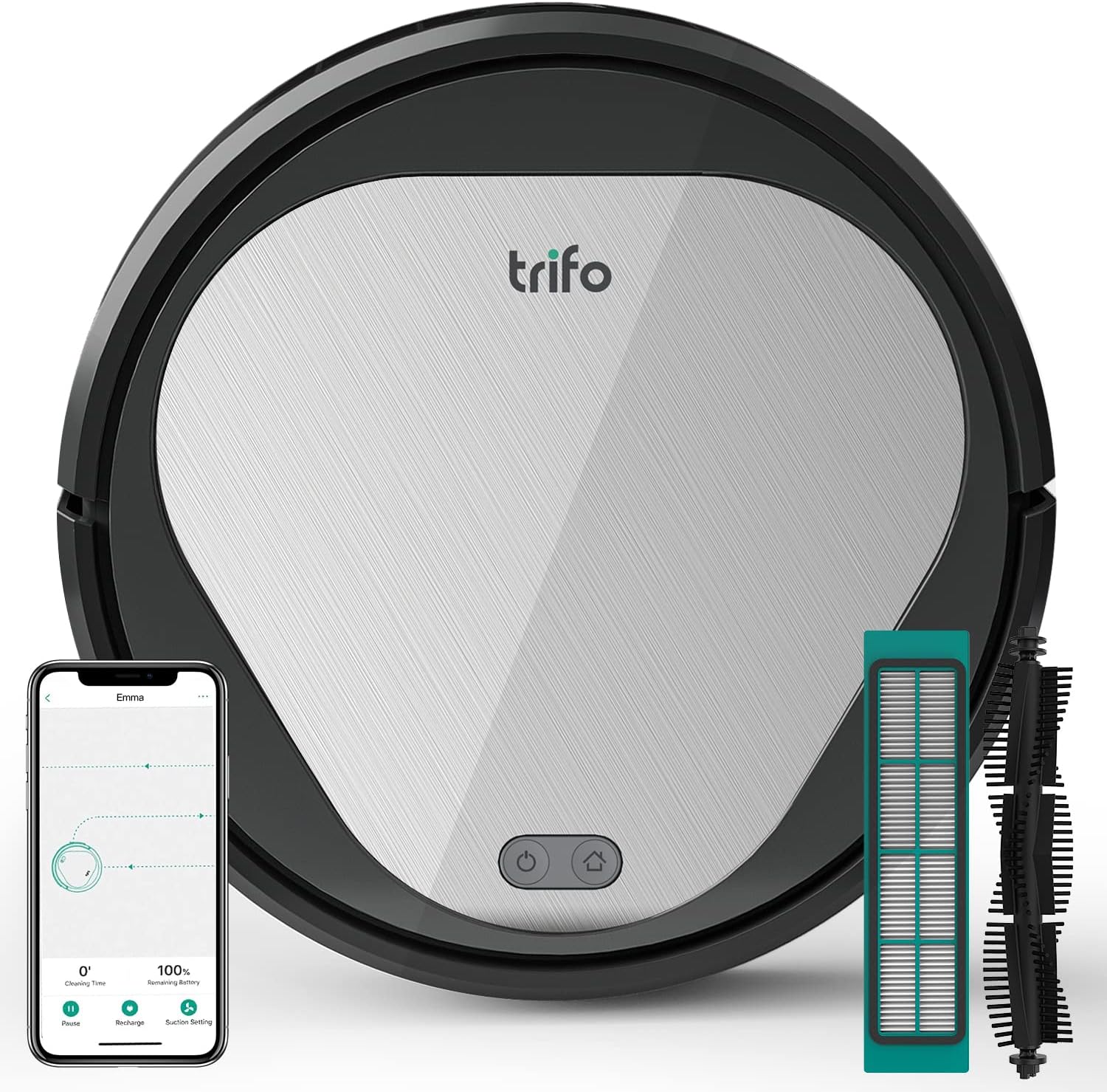 Robot Vacuum, 4000Pa Suction, 2600mAh Battery, Self-Charging I131