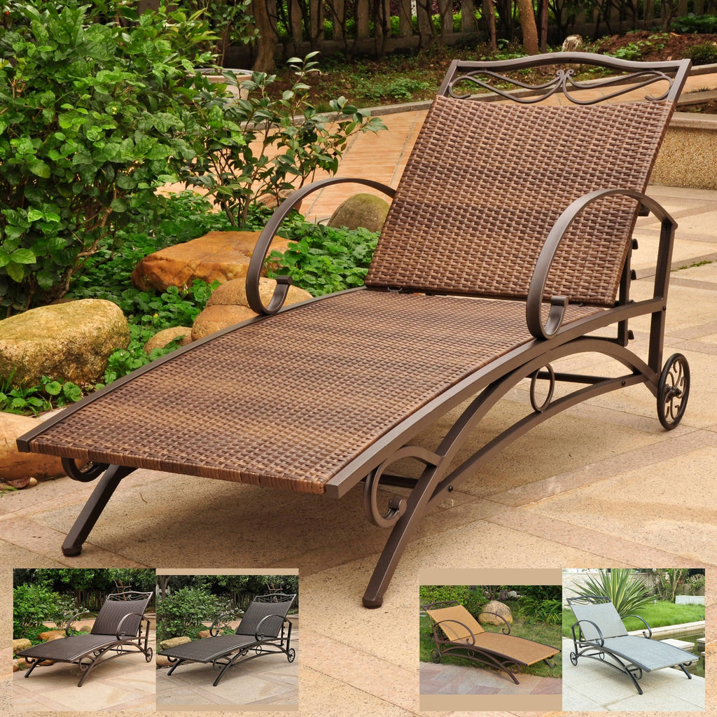 Grey Resin Wicker Steel Multi-Position Chaise Lounge N76410
