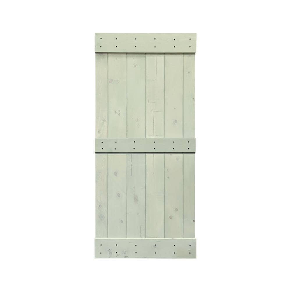 Solid Sage Green Stained Pine Wood Interior Sliding Barn Door Slab F571397