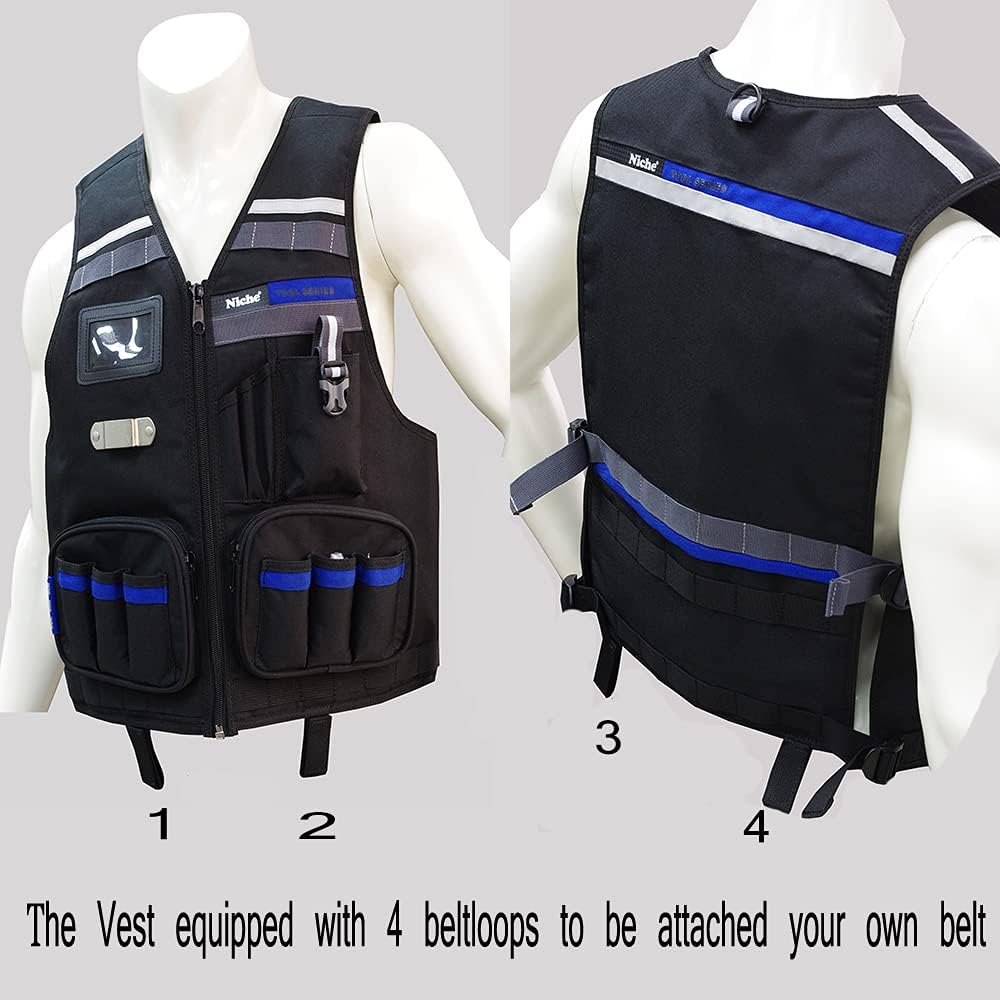 Heavy Duty Work Vest with Adjustable Straps, Tool Pockets and Reflective Stripes R9361