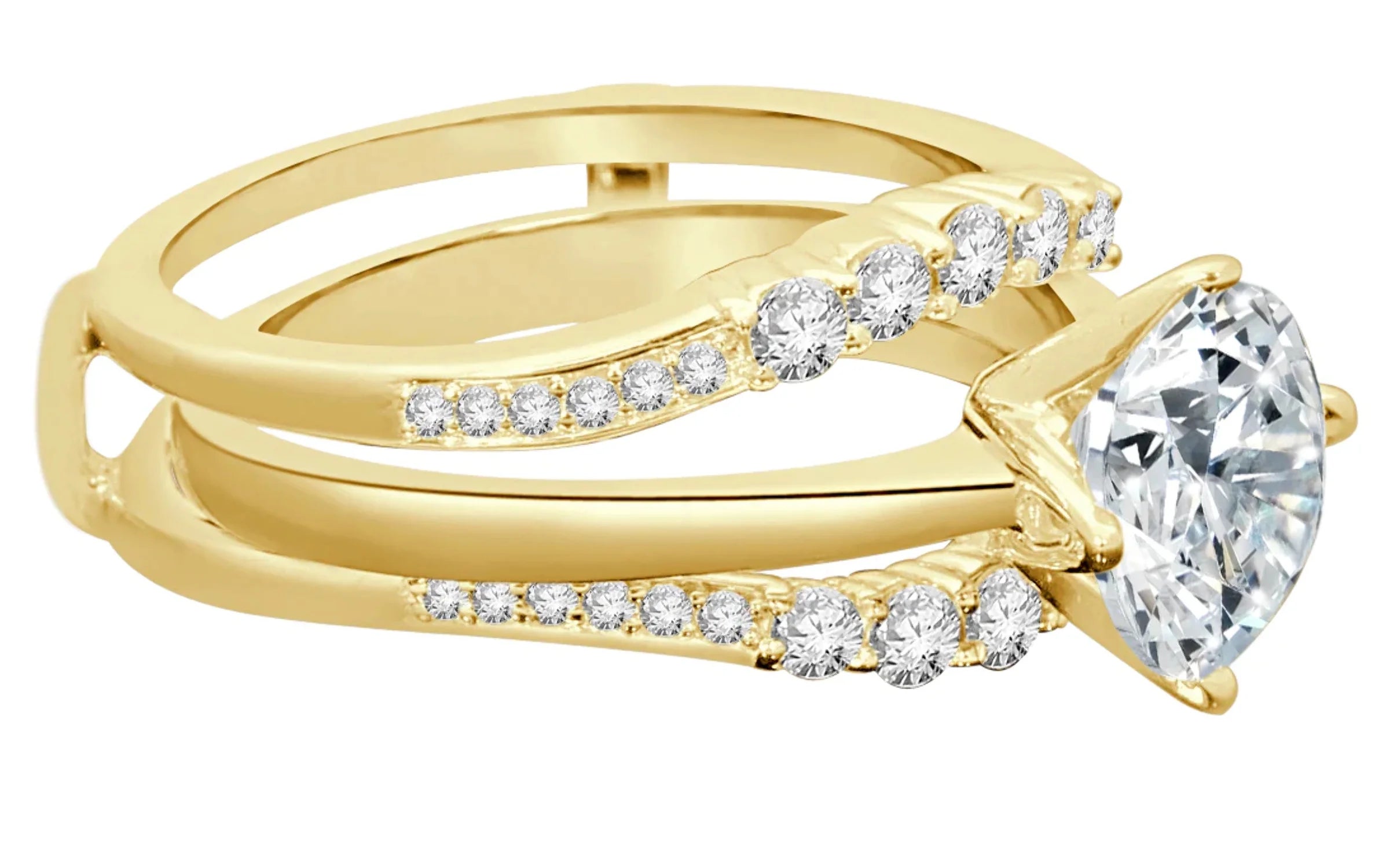 10K White Gold Diamond Engagement Ring Bridal Set G515