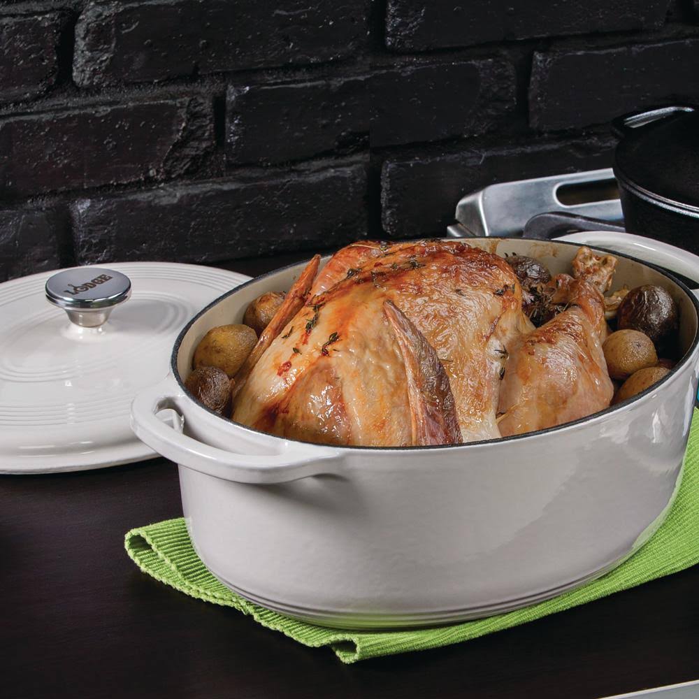Enameled Cast Iron Oval Dutch Oven 7-Quart Oyster White K797