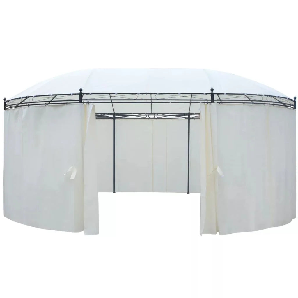 White Steel Frame Gazebo Canopy Tent Sun Shelter 208.7 x 137.8 x 104.3 Inches K260861