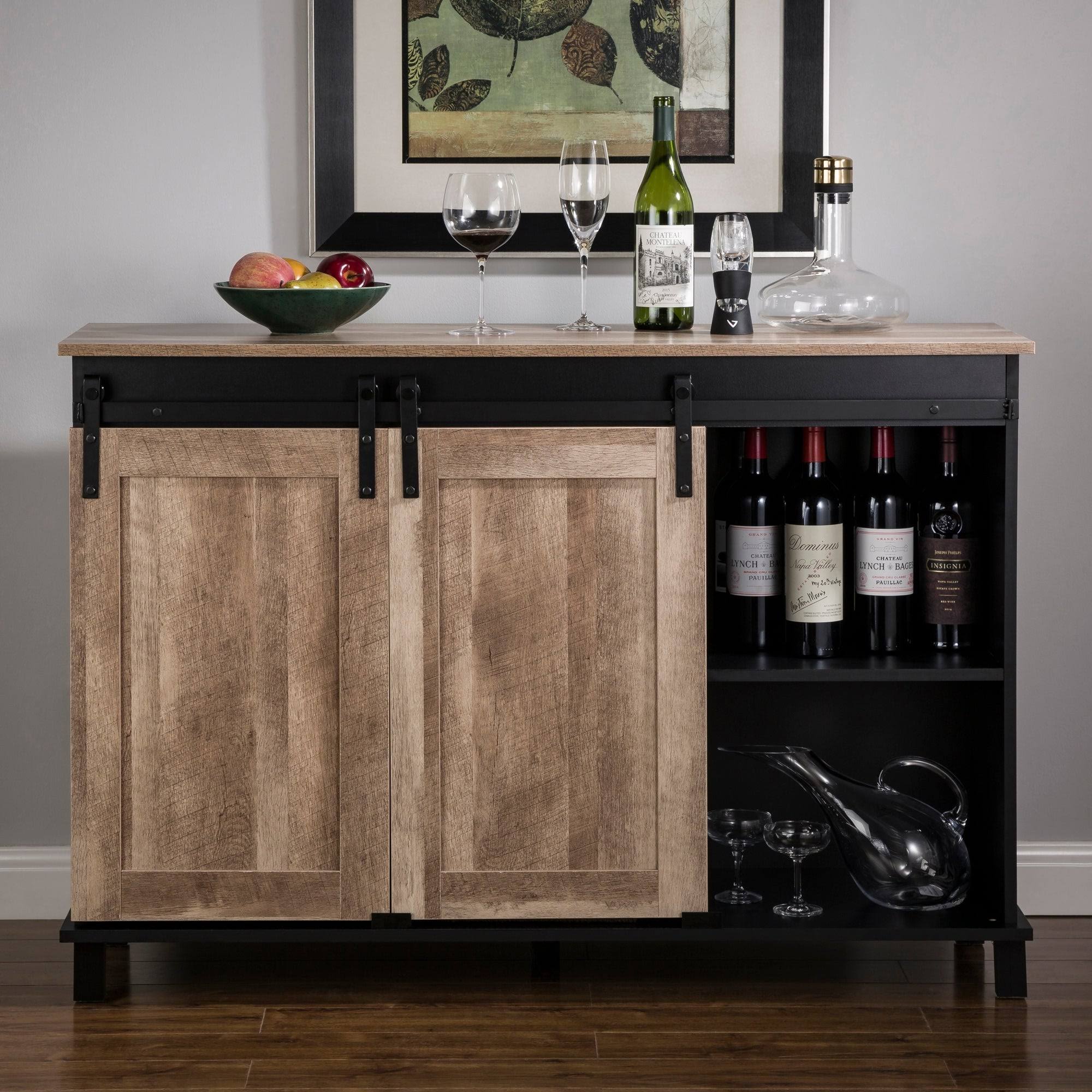 Black/Walnut Storage Cabinet Sideboard Y79064