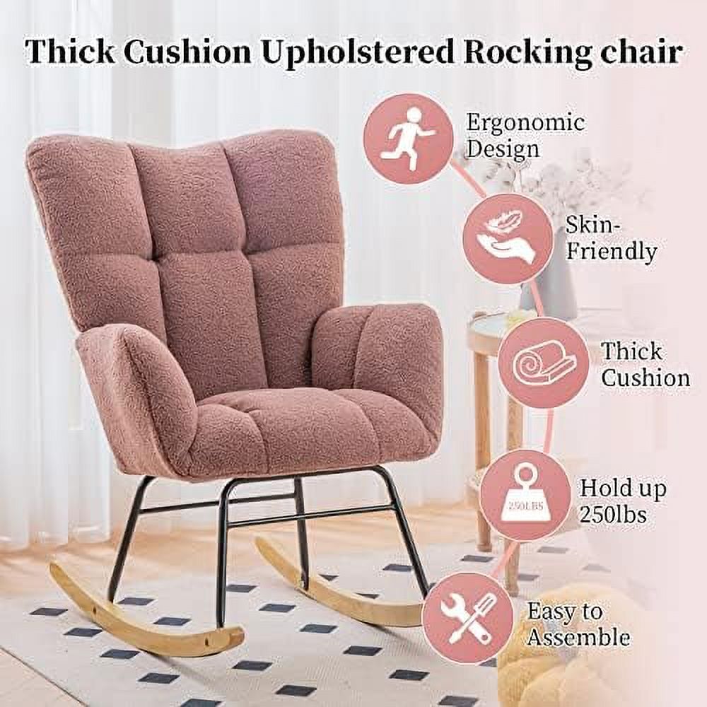 Grey Velvet Upholstered Nursery Rocking Chair A303