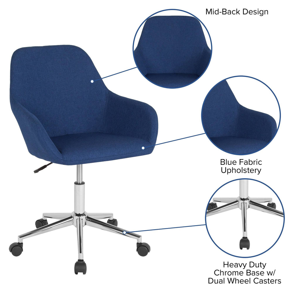 Blue Fabric Mid-Back Chair Z696