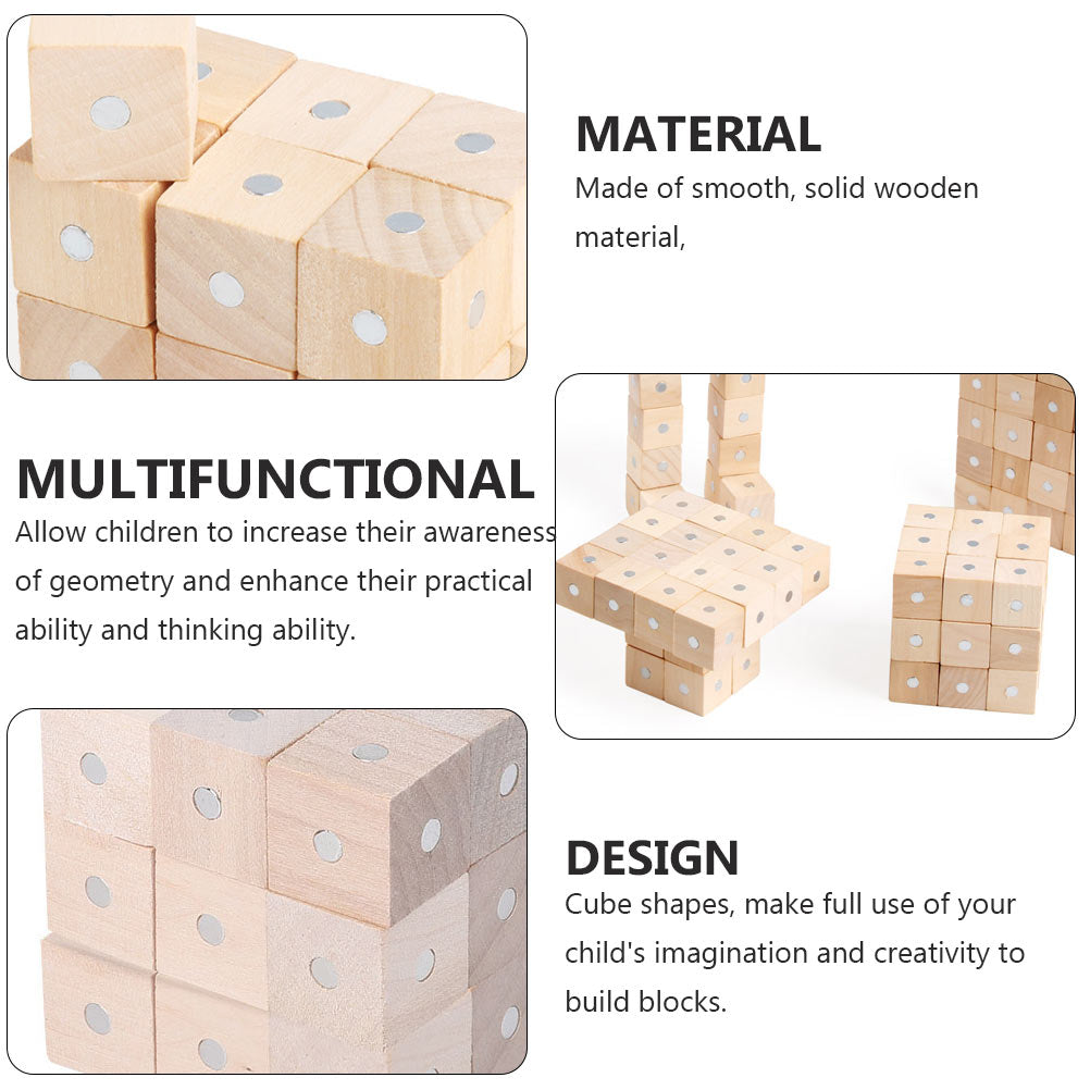 Magnetic Wood Building Blocks Educational Toys A65853