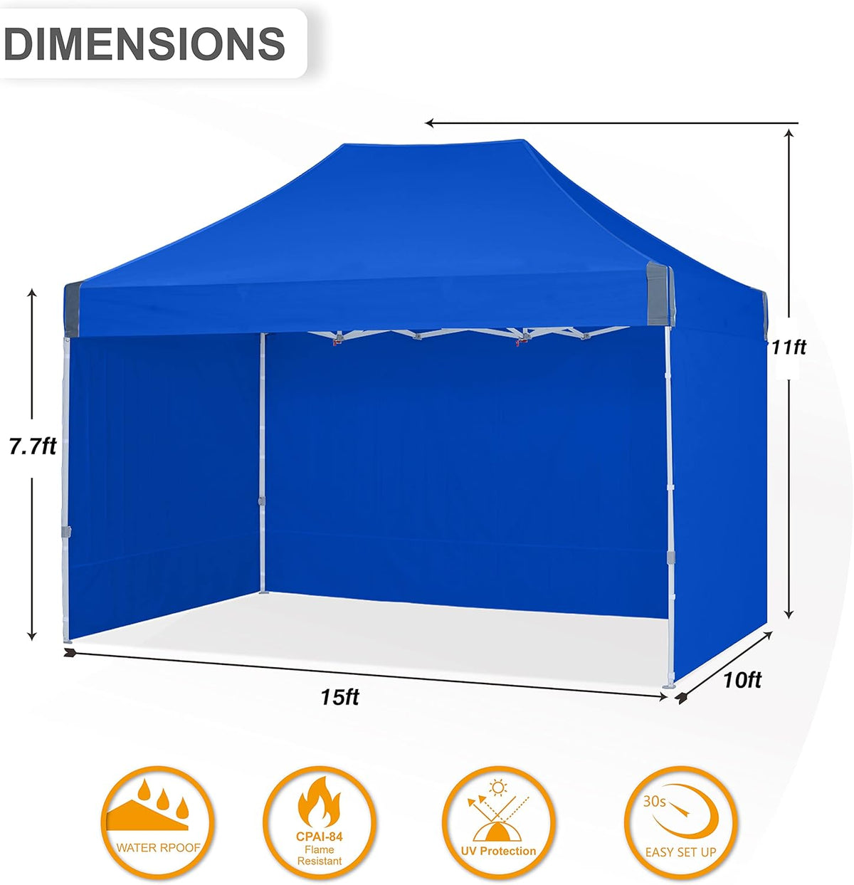 Blue 10'x15' Pop Up Canopy Tent with Removable Sides Walls L505