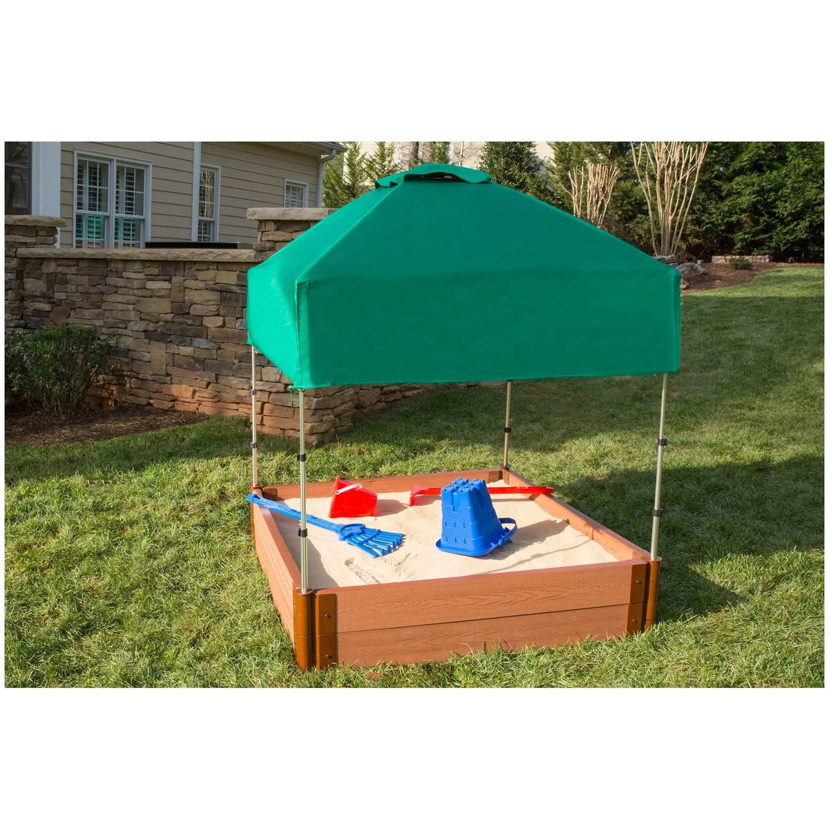 4 ft. x 4 ft. x 11 in. Square Sandbox Composite with Telescoping Canopy/Cover H579