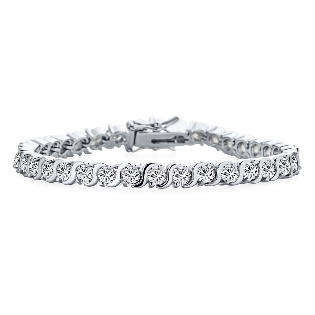 Silver Plated CZ Tennis Bracelet 7" L308