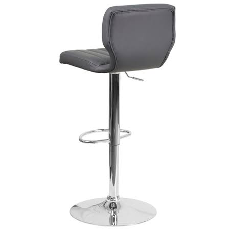 2 Pk. Gray Vinyl Adjustable Height Barstool with Chrome Base E3561
