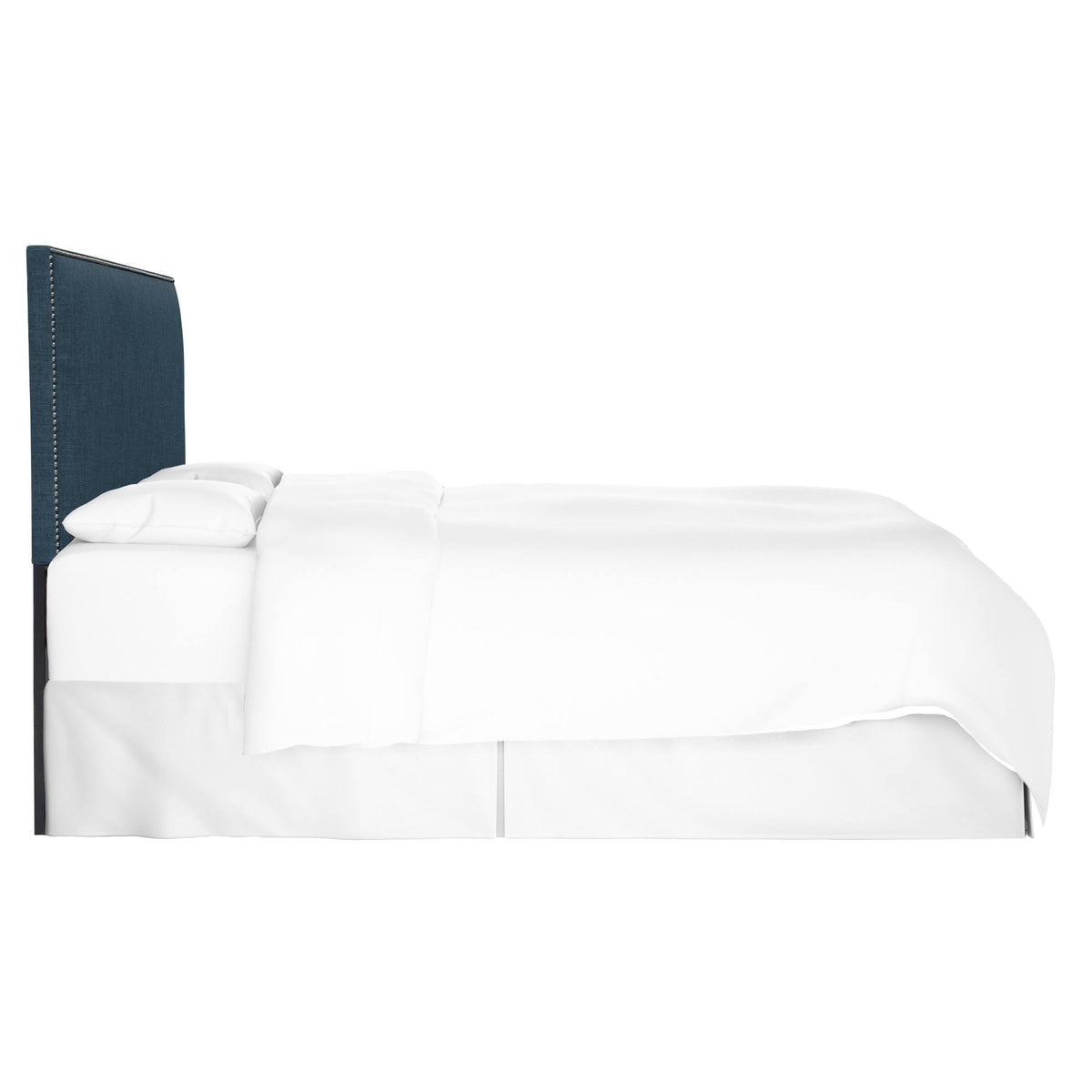 Dark Navy Linen Headboard with Pewter Nailbuttons E494684