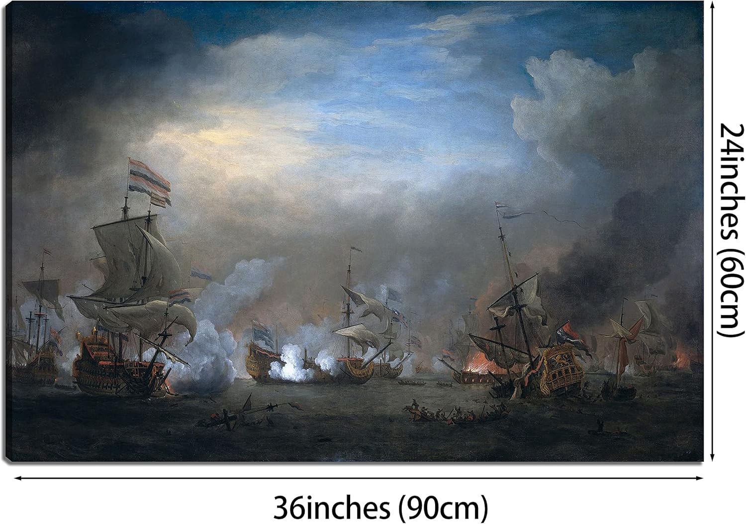 Naval Battle Prints Canvas Framed Wall Decor N7611