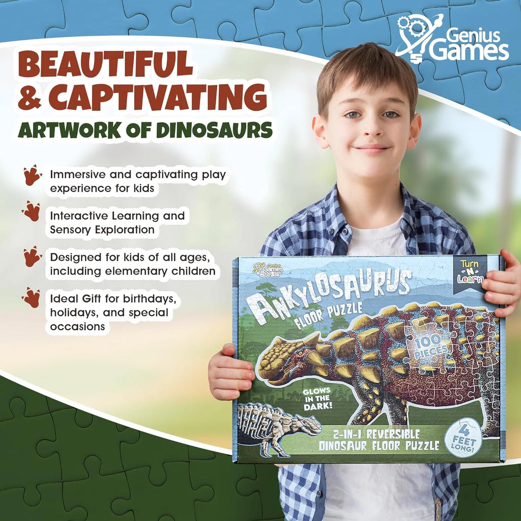 100-Piece Double Sided Glow-in-The-Dark Dinosaur Jigsaw Puzzle C93969