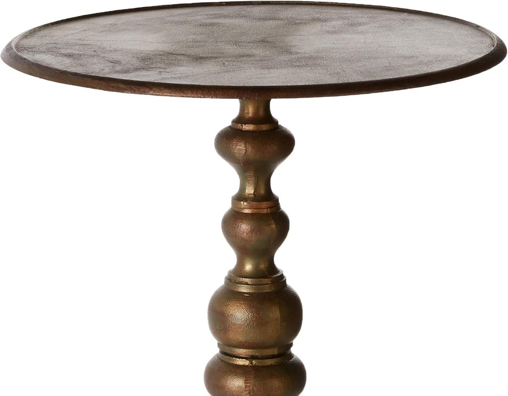 Antique Brass Finish Cast Metal Accent Side Table J39068