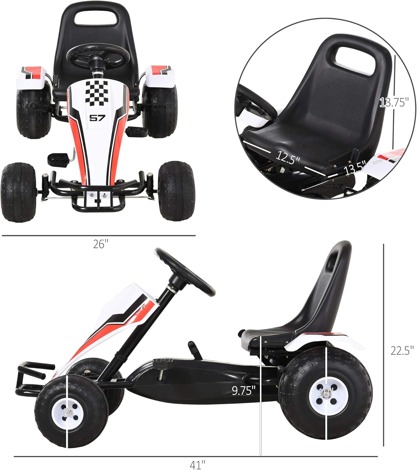 Black Pedal Go Kart with Adjustable Seat P113404