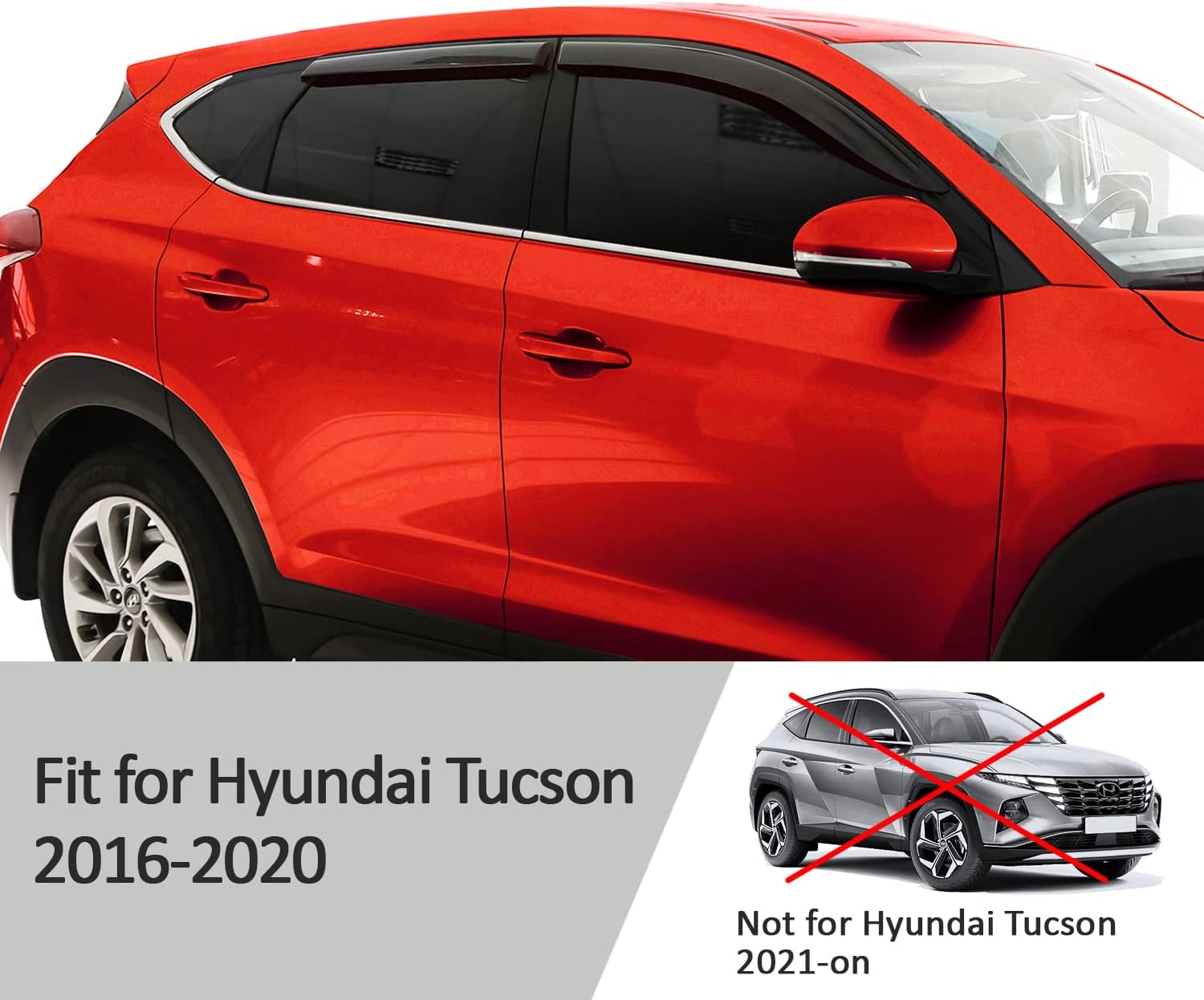 4 Pieces Glass Rain Guards for Hyundai Tucson M688
