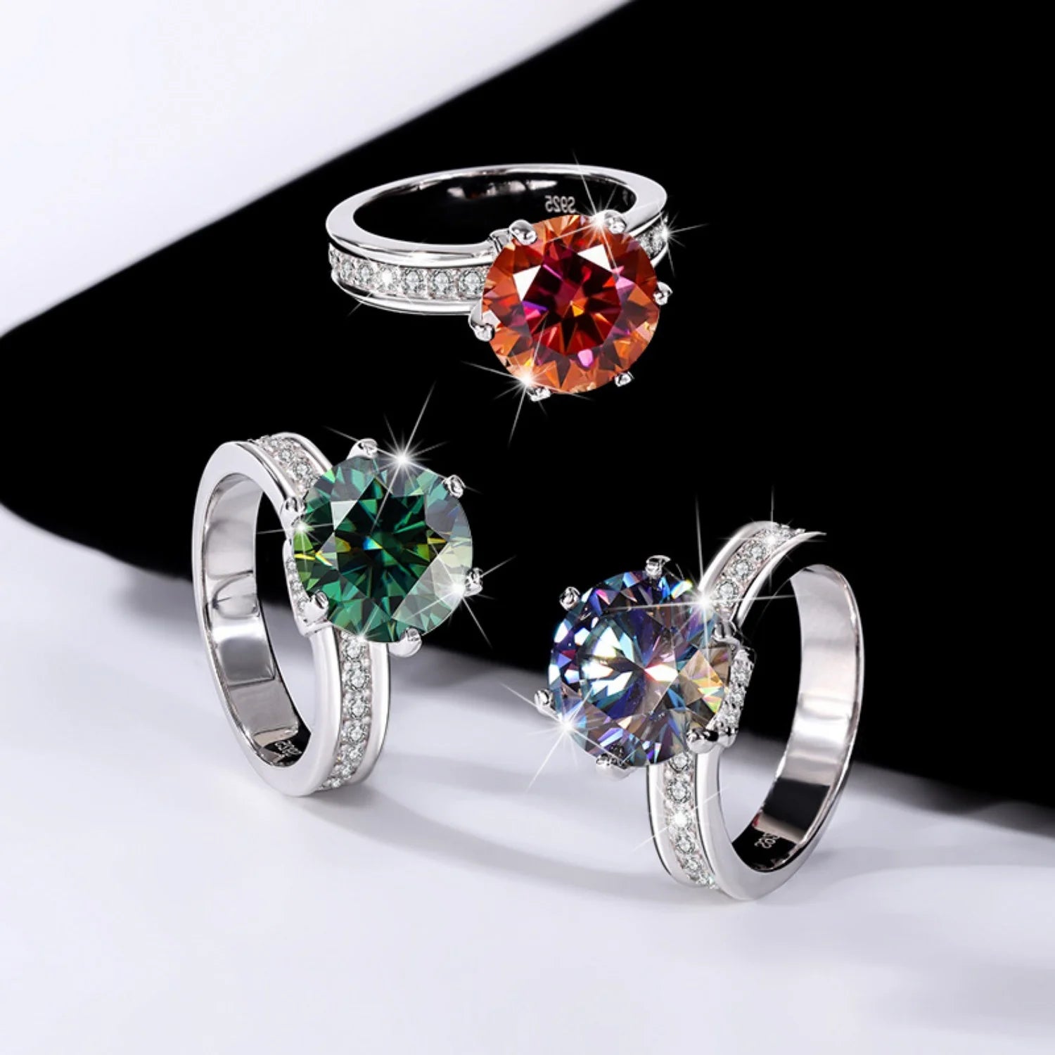 5ct Round Cut Moissanite Engagement Rings D Color VVS1 with Certificate F5887