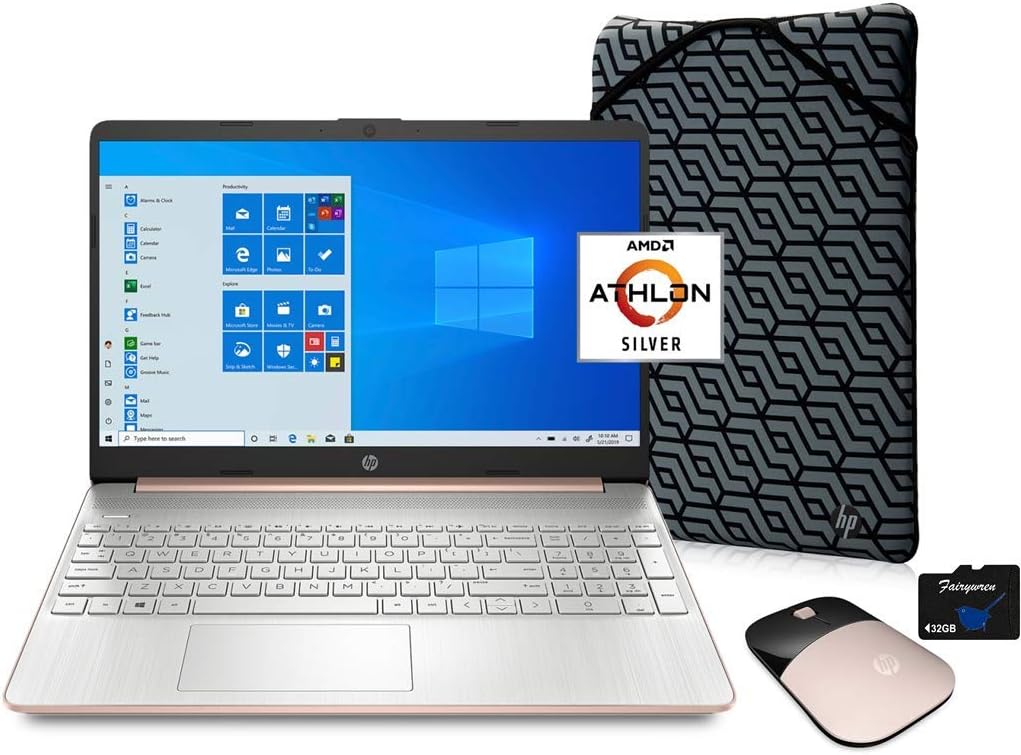 Rose Gold 15.6 HD Laptop Computer with Mouse and Sleeve T598702