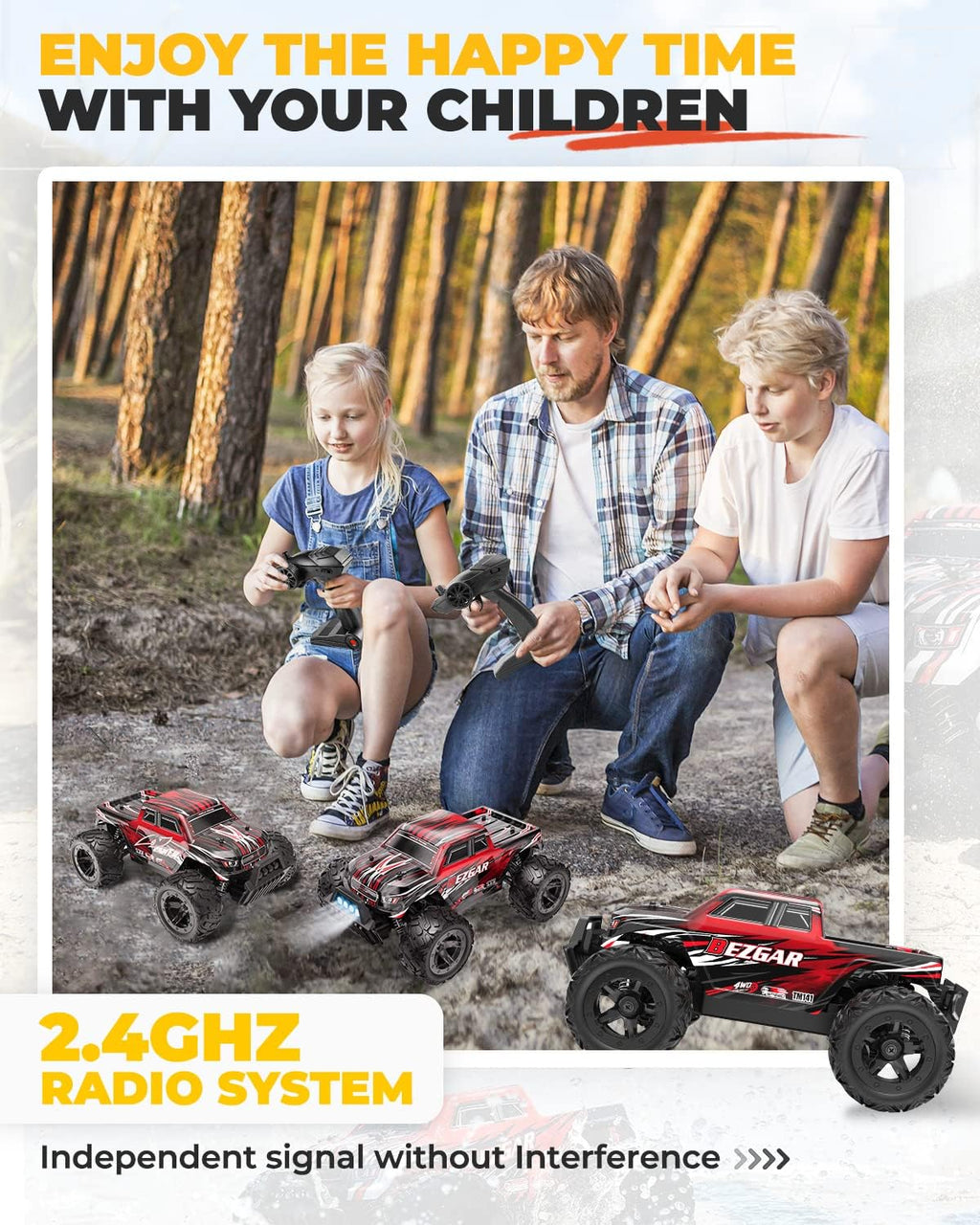 RC Cars 1:14 Scale Remote Control Car, 4WD Top Speed 25 Km/h Electric Toy Off Road RC Car Truck Crawler with Two Rechargeable Batteries M376777
