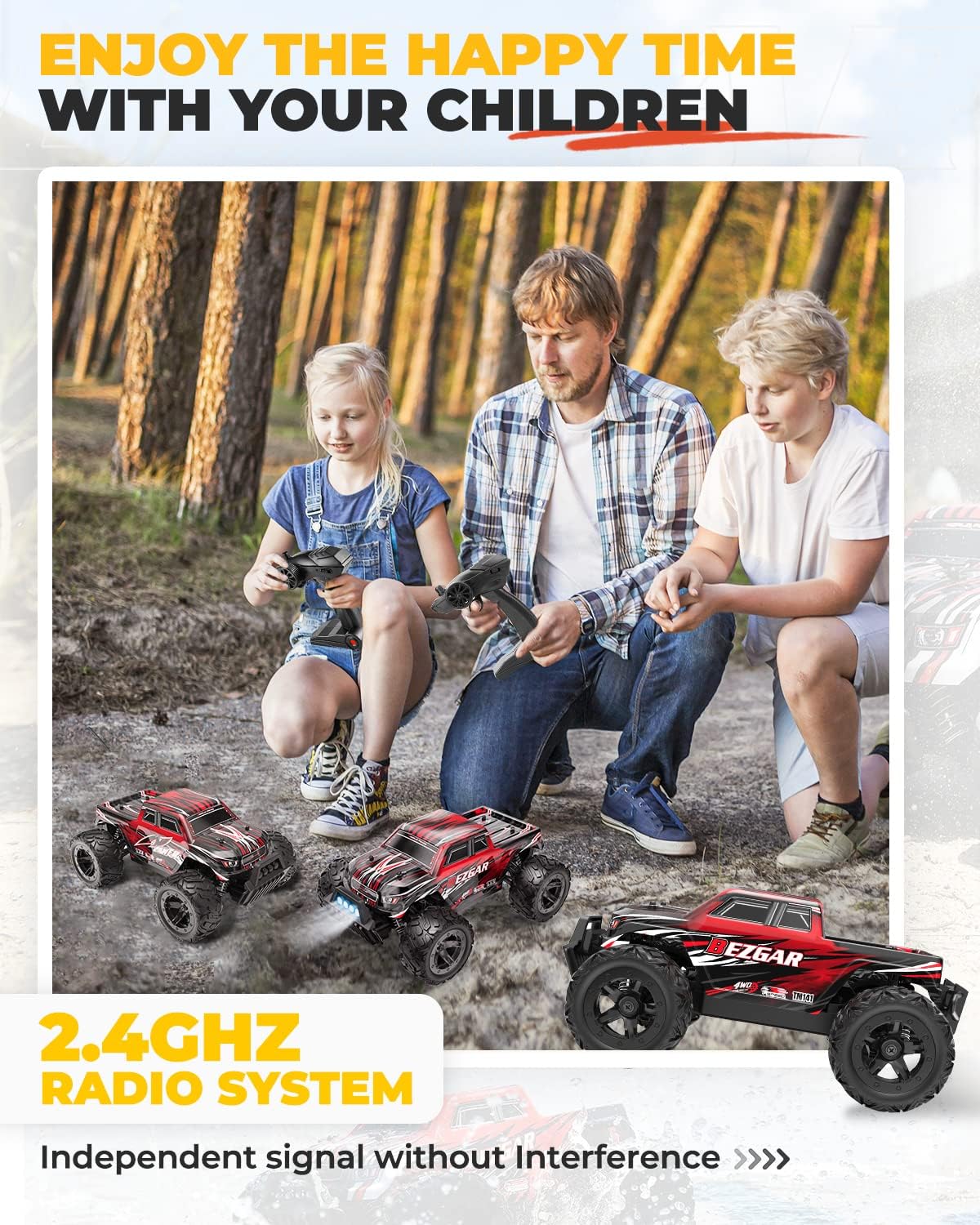 RC Cars 1:14 Scale Remote Control Car, 4WD Top Speed 25 Km/h Electric Toy Off Road RC Car Truck Crawler with Two Rechargeable Batteries M376777