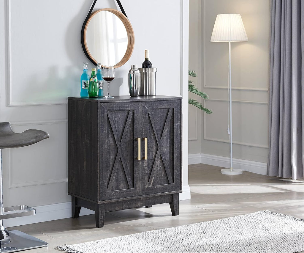 Small Cabinet with Wood Doors in Grey Wash U998652