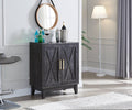 Small Cabinet with Wood Doors in Grey Wash U998652