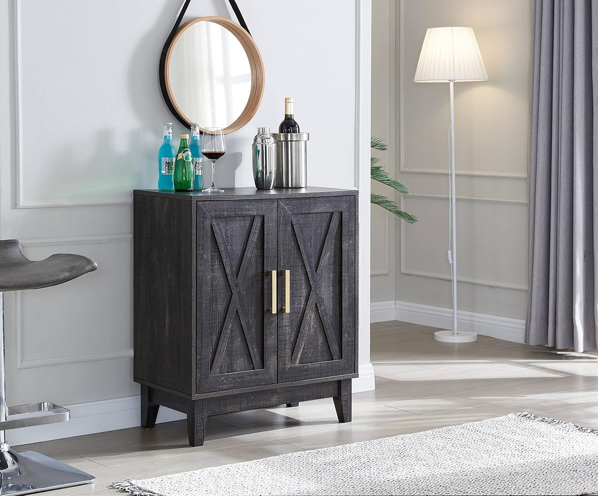 Small Cabinet with Wood Doors in Grey Wash U998652