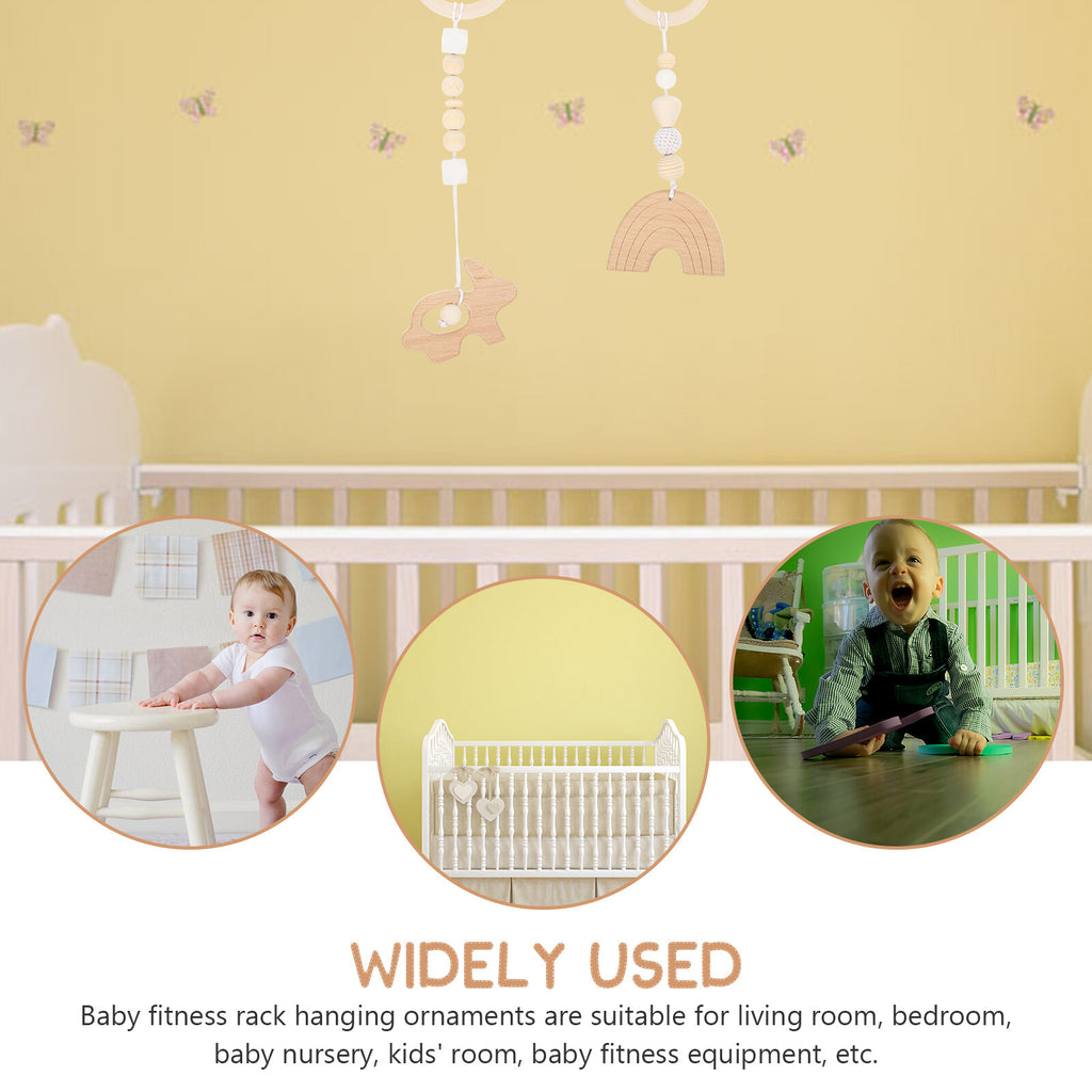 Wood Baby Gym Fitness Rack with Wooden Rattle Spinners Y289755
