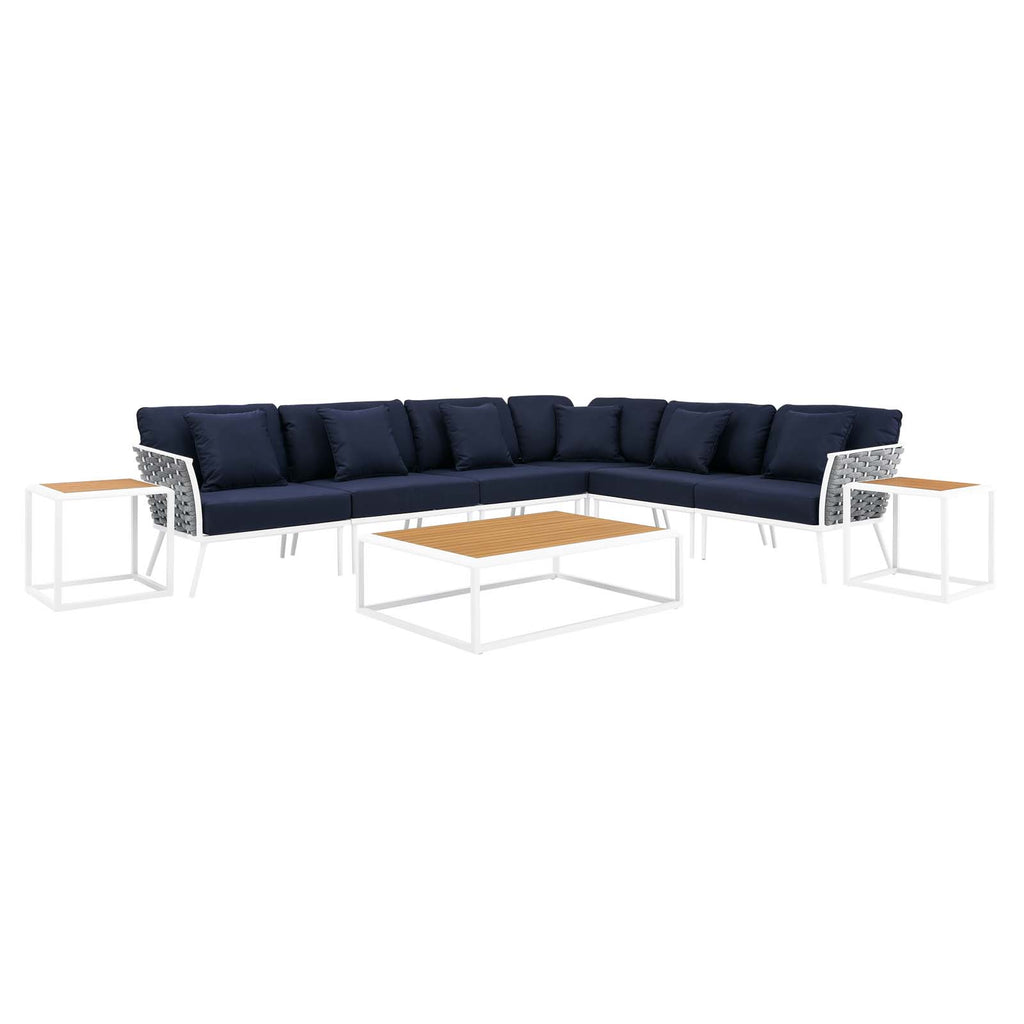 White Navy 9 Piece Aluminum Outdoor Sectional Sofa Set Y380