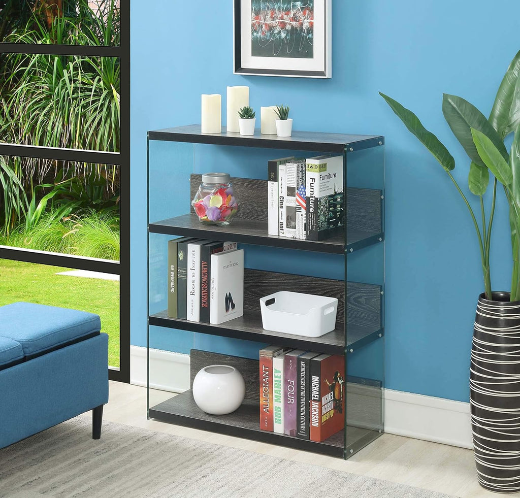 White Faux Marble 4 Tier Bookcase F411