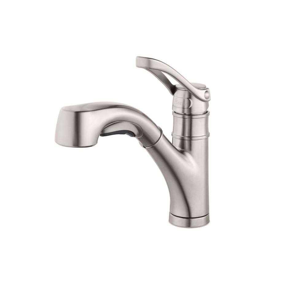 Single-Handle Pull-Out Sprayer Kitchen Faucet in Stainless Steel W297430
