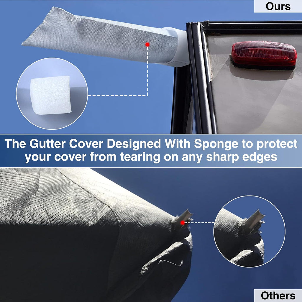 Upgraded Waterproof 500D Travel Trailer Cover with 4 Tire Covers, Tongue Jack Cover Q301