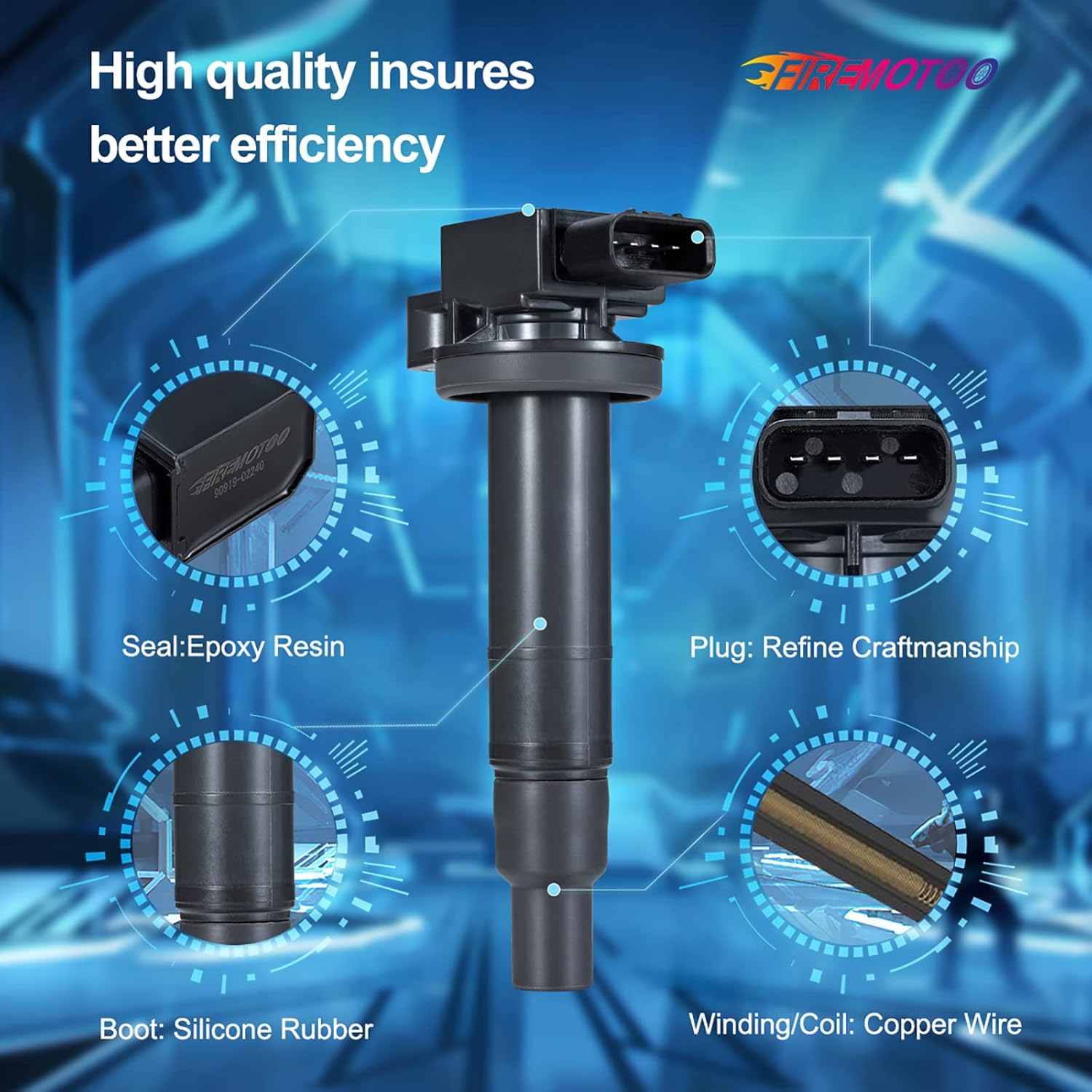 Ignition Coil Pack Compatible with Toyota Echo 2000-2005 Prius Yaris Camry 1.5L A517