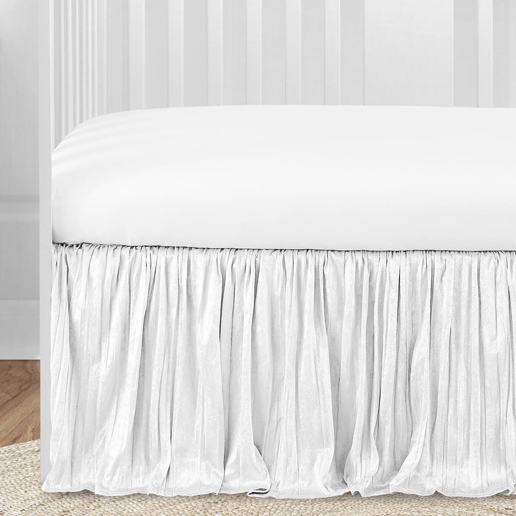 White Floral Lace Baby Girl Crib Bedding Set P27352