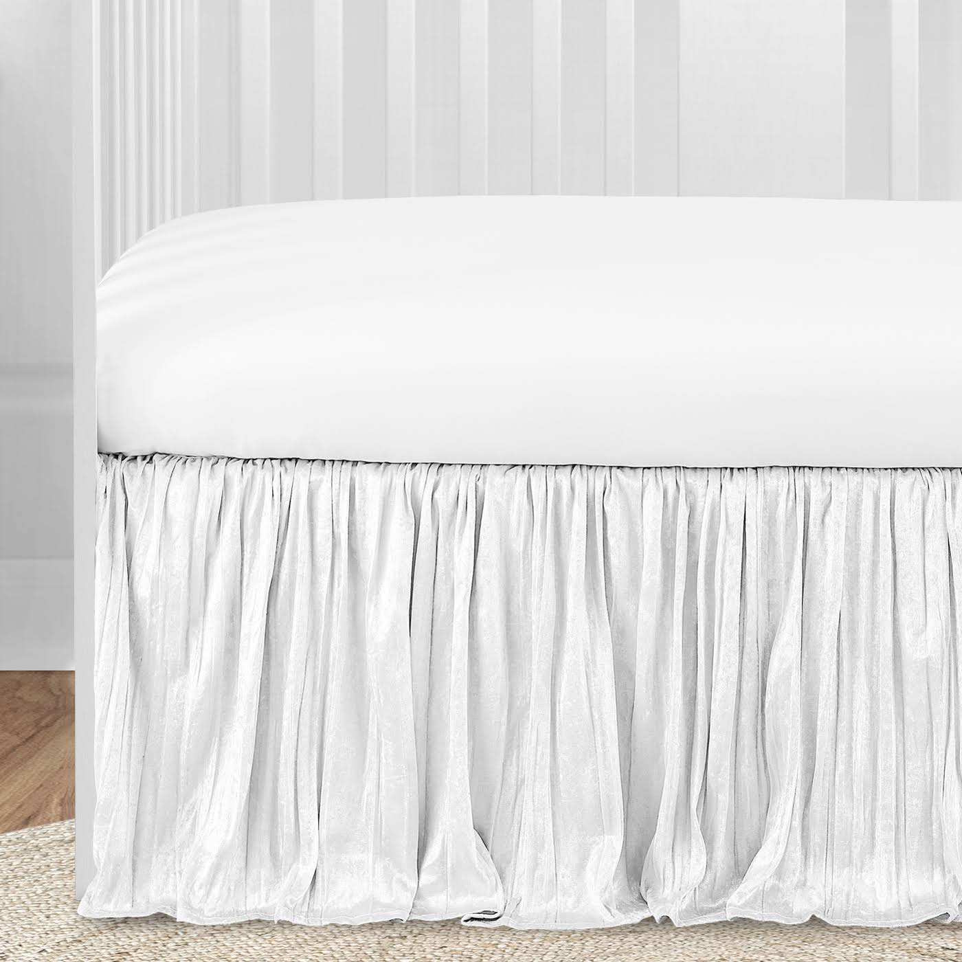 White Floral Lace Baby Girl Crib Bedding Set P27352